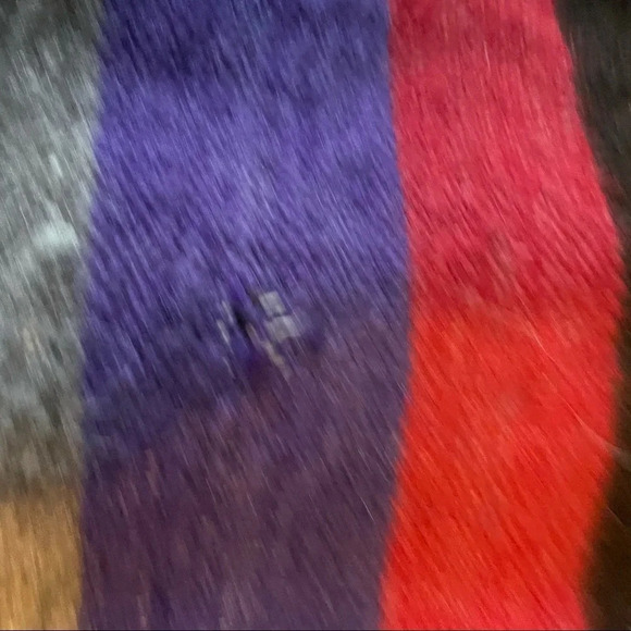 Wool rug 64 x 80.  Purple red grey stripe. Wool blend - Picture 5 of 7